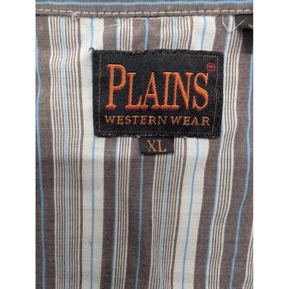 Plains Western Wear Shirt Mens XL Brown Stripe Pearl Snap Cowboy Rodeo Retro - Picture 9 of 11